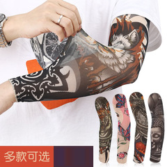 Tattoo sleeves for men, sun protection flower arm tattoos, ice silk hand sleeves, outdoor cycling anti-UV long arm gloves for women