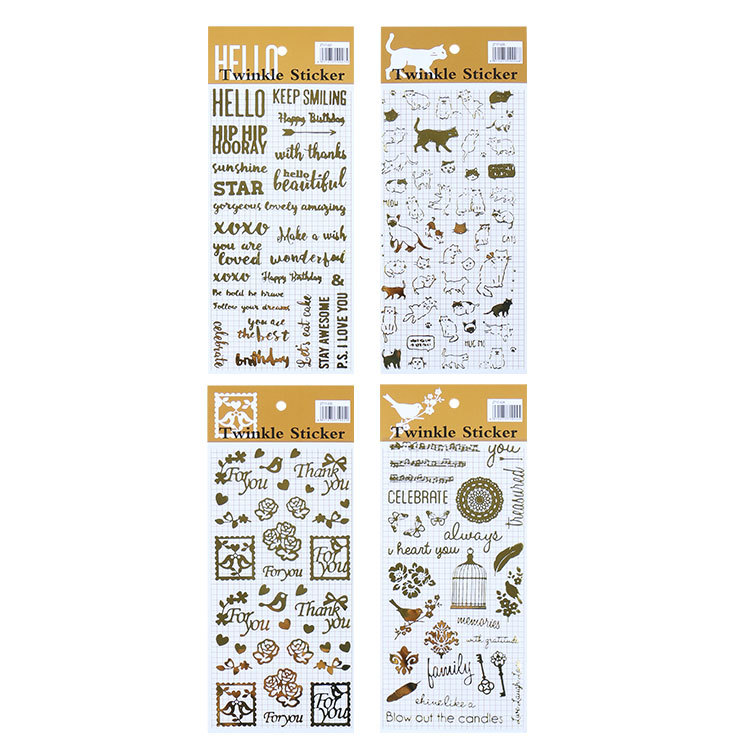 Vintage dorado pegatinas de Navidad decoración de oro pegatinas Diario PVC gato paraíso Inglés cartas jardín 4 opciones