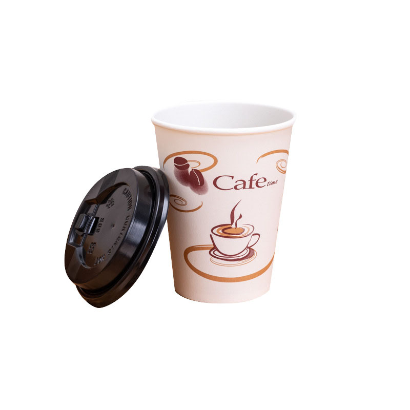 Taza de papel de café impresión personalizada taza de papel de té de leche desechable con tapa Logotipo de impresión leche de soja bebida caliente taza de papel de café Comercio exterior Exportación