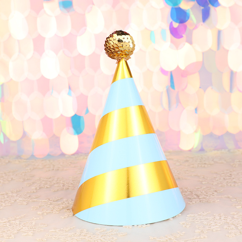 Fábrica directa decoración de la torta de alto grado negro oro rosa oro lentejuelas bola niños adultos fiesta cumpleaños sombrero