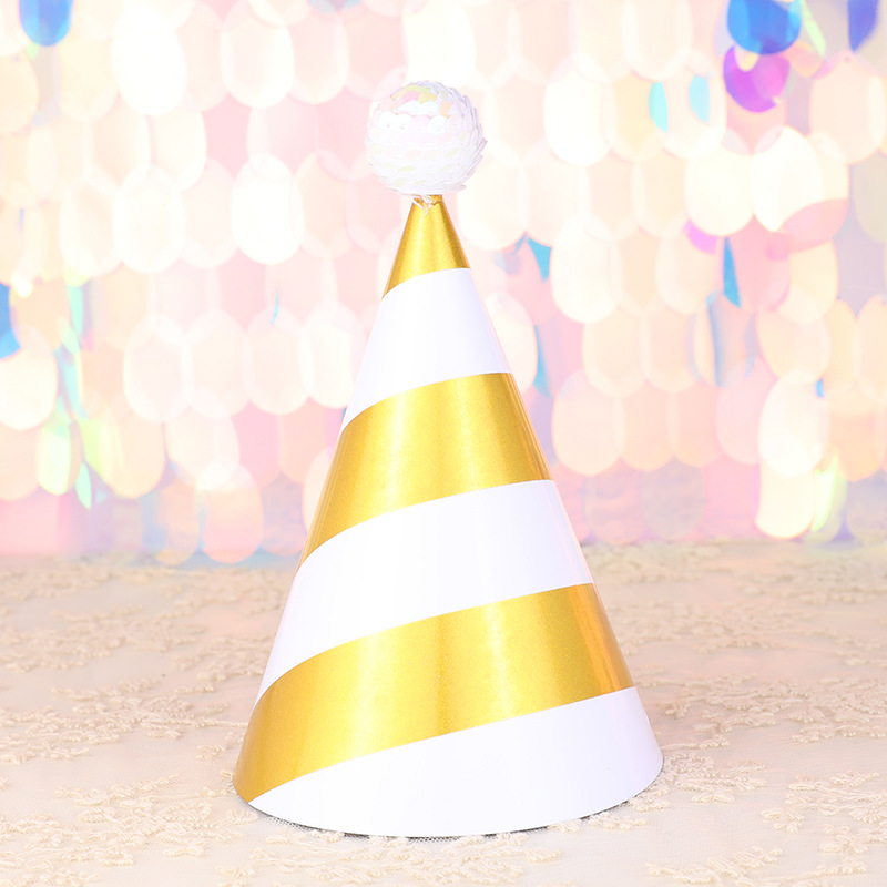 Factory direct cake decoration high-end black gold pink gold sequin ball children's adult party birthday hat