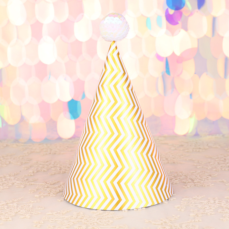 Fábrica directa decoración de la torta de alto grado negro oro rosa oro lentejuelas bola niños adultos fiesta cumpleaños sombrero