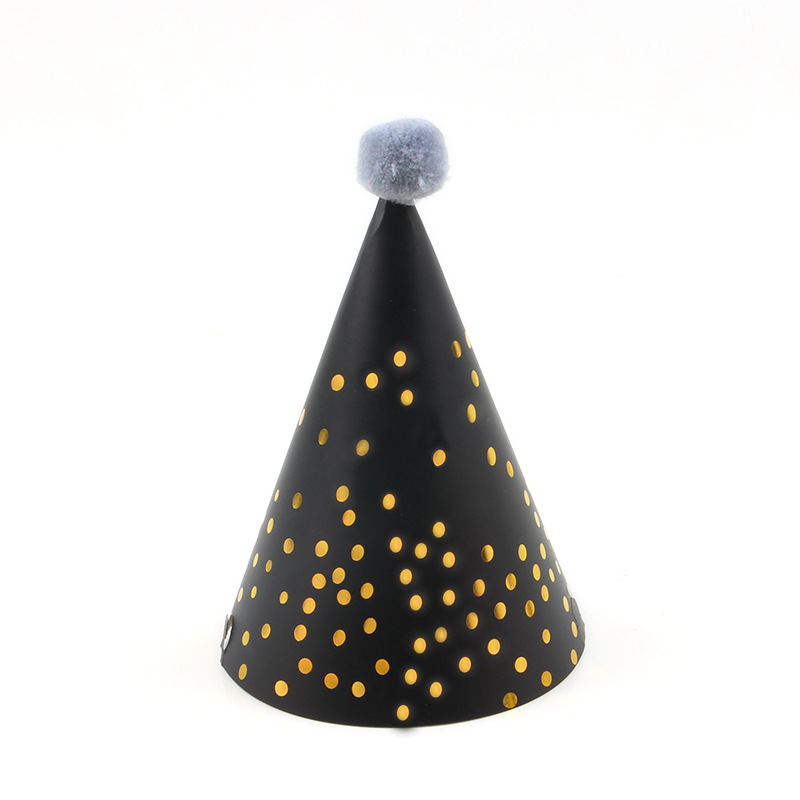 Fábrica directa decoración de la torta de alto grado negro oro rosa oro lentejuelas bola niños adultos fiesta cumpleaños sombrero