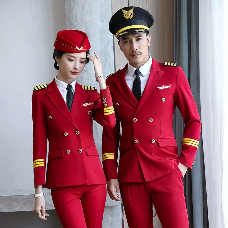 男女同款空姐制服职业装套装空乘飞行员演出制服空少西服工作服女