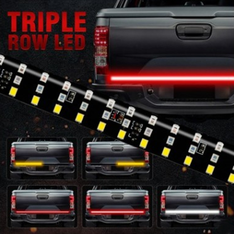 Camioneta LED tres filas de luces traseras de camioneta tricolor 60 pulgadas 150cm luz de camioneta de flujo de luz de advertencia de dirección