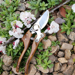 園林園藝工具修枝剪刀鋁合金木紋柄SK5高低口槓桿省力樹枝果枝剪