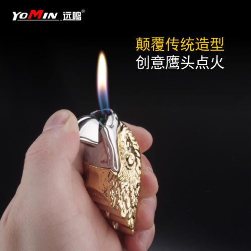 Inflatable open flame eagle head lighter metal induction cigarette lighter personalized creative birthday gift night market source
