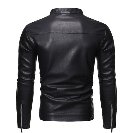 Cross-border Amazon AliExpress Leather Jacket Men's Youth Korean Slim-fit Casual Men's Leather Jacket Motorcycle Outer