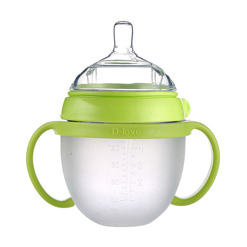 Manufacturer liquid silicone baby bottle large diameter wide mouth silicone baby bottle anti-flatulence anti-fall baby silicone baby bottle
