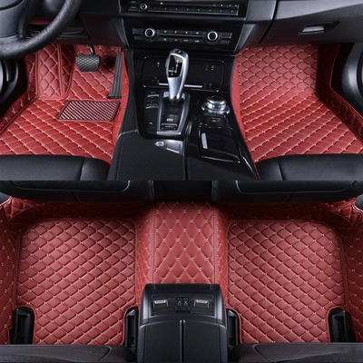 car double-layer wire ring foot mat Hong | Modelə uyğun ayaqaltı - burgundy
