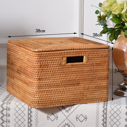Taobao hot sale Vietnamese autumn rattan storage basket hand-woven storage basket large frame with lid storage