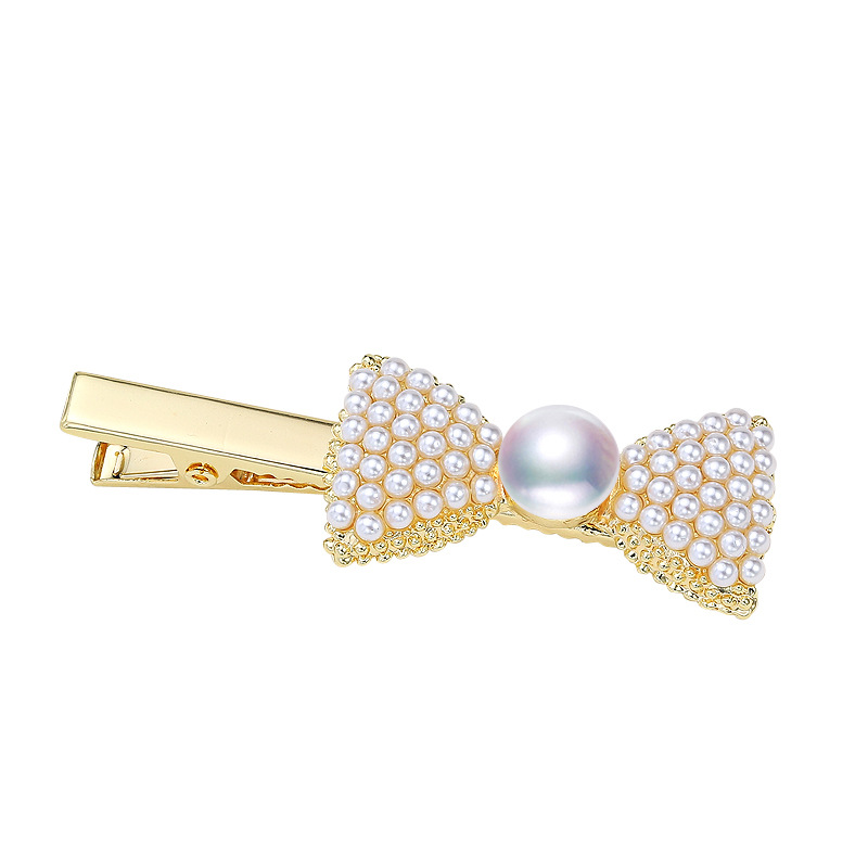 Handmade beaded net red natural freshwater pearl hairpin sweet bow BB clip side clip clip manufacturers wholesale