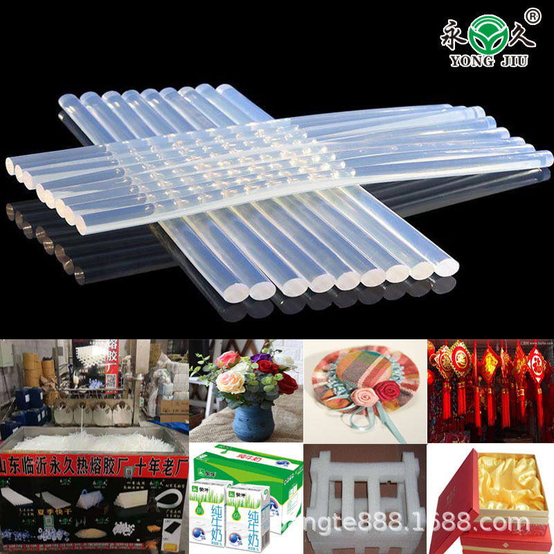 山东透明热熔胶棒厂家供应头花绢花饰品粘接适用热熔胶棒粘性强