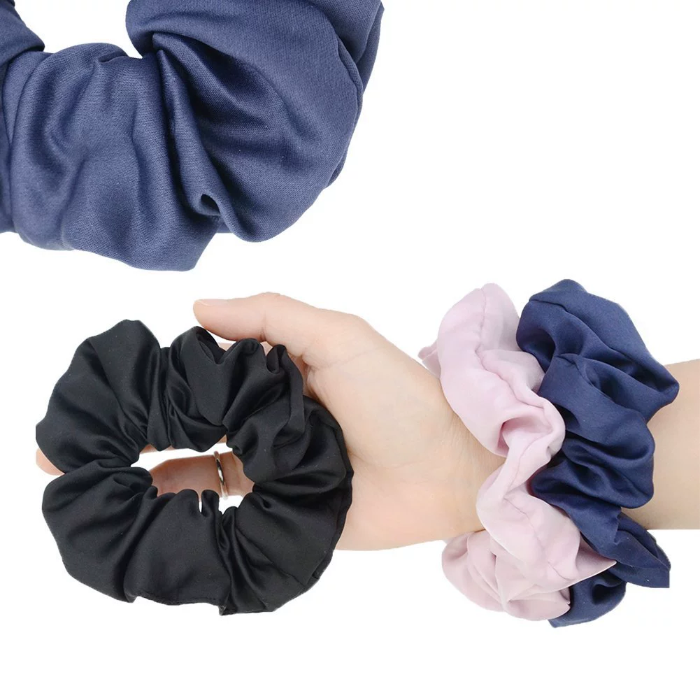 Amazon cross -border explosion pork large intestine hair ring loose tight rope double -ring high -end color pink fold hair rope hair ring hair accessories