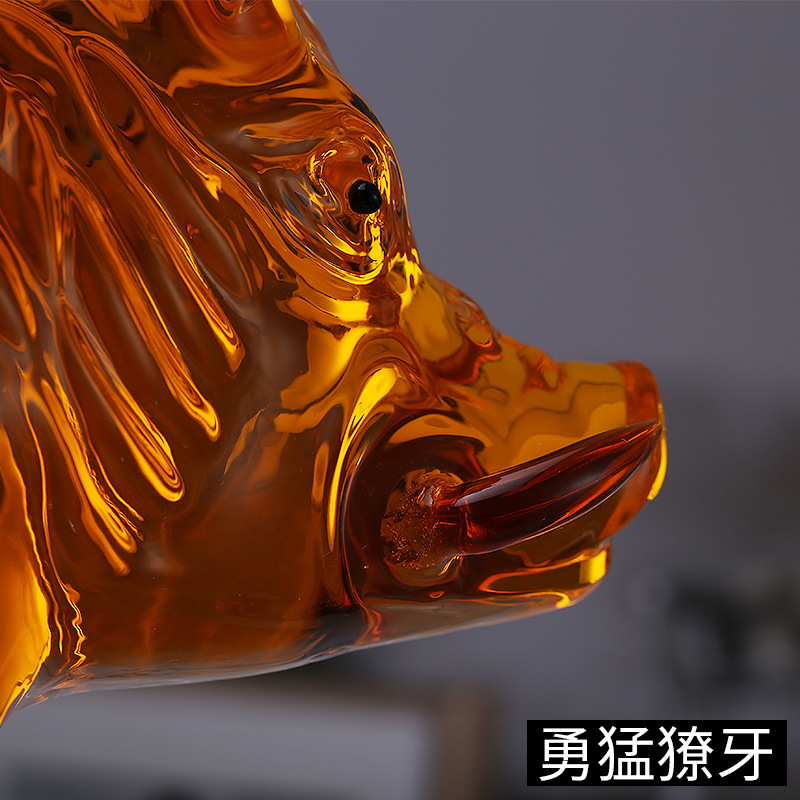 Serie del zodiaco jabalí botella de vino de vidrio borosilicato ginseng botella de vino forma de cerdo botella de vino artesanal