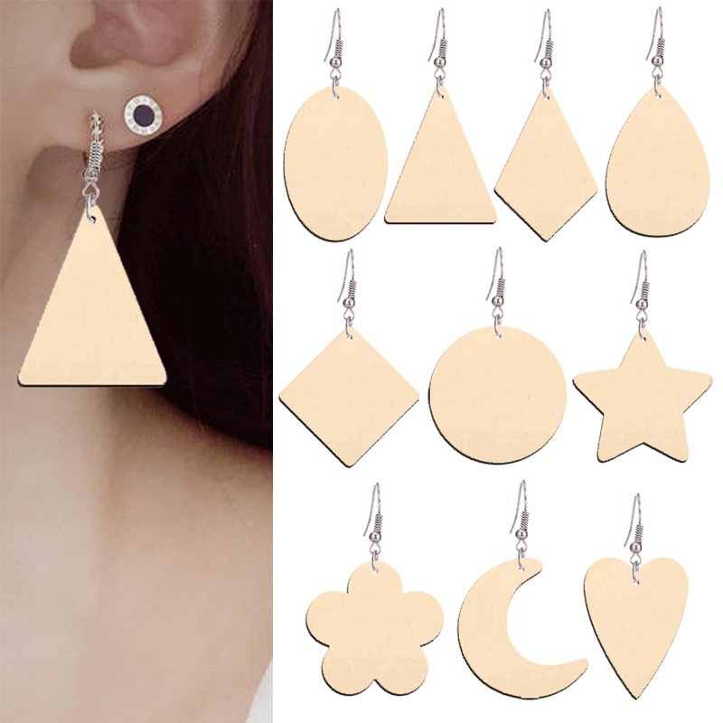 2022 New Original Color Geometric Wooden Earrings European and American Simple Fashion Earrings Manufacturers Daisy Earrings Accessories