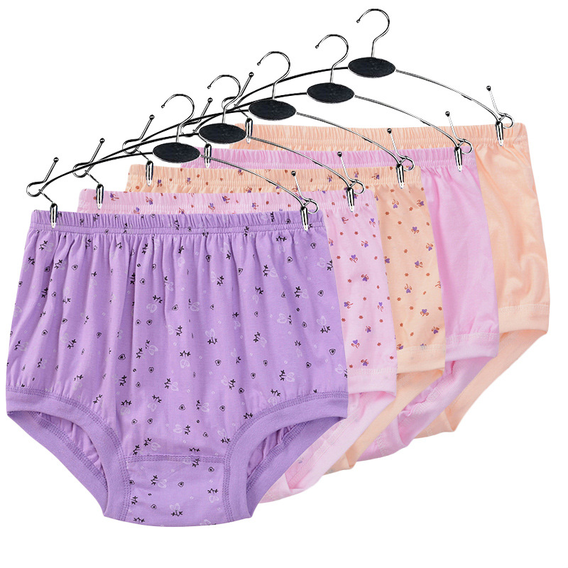 Mother's underwear cotton middle-aged and elderly high waist plus size triangle underwear female grandma old shorts loose cotton pants