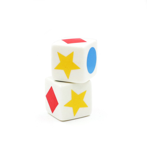 Inventory No. 20 square corner color printed dice, silk screen dice, teaching assistant teaching dice, game accessories 2CM