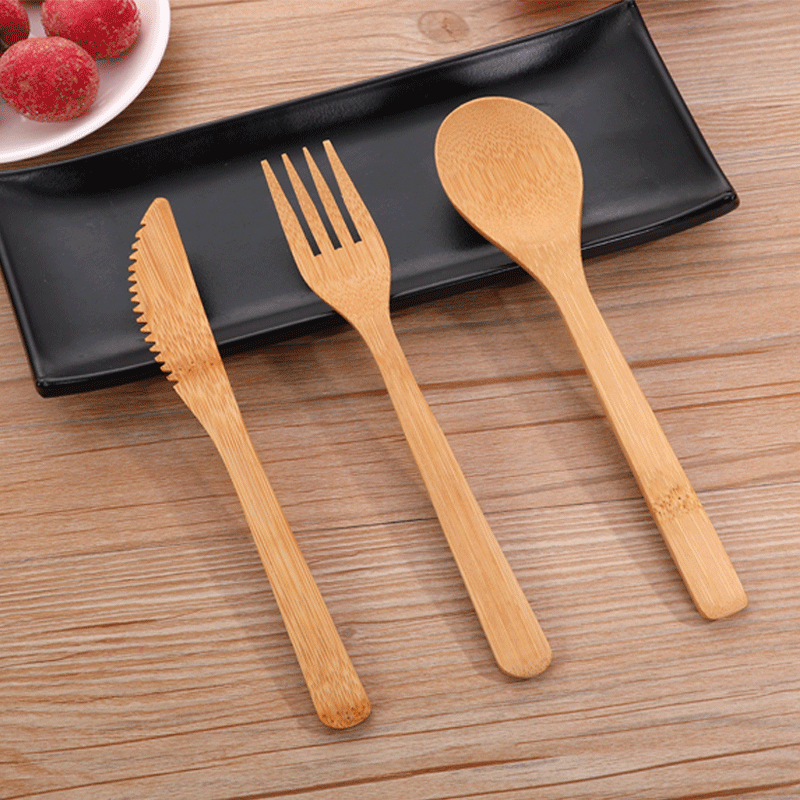 Bamboo Knife, Fork and Spoon Set Japanese Environmentally Friendly Degradable Bamboo Tableware Bamboo Knife Hemp Wheel Light Knife, Fork and Spoon Three-piece Set Bamboo Knife, Fork and Spoon Set Japanese Environmentally Friendly Degradable Bamboo Tableware Bamboo Knife Hemp Wheel Light Knife, Fork and Spoon Three-piece Set