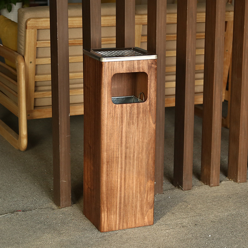 Creative Trash Bin Living Room Office Press Solid Wood Commercial Hotel Homestay Home Wooden Trash Bin