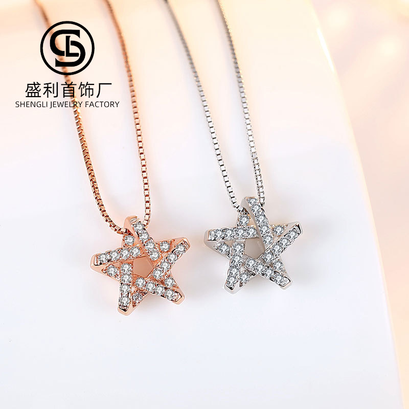 S925 plata esterlina estrella de mar de cinco puntas collar de la estrella temperamento simple de las mujeres ins personalidad de moda Red roja clavícula cadena colgante