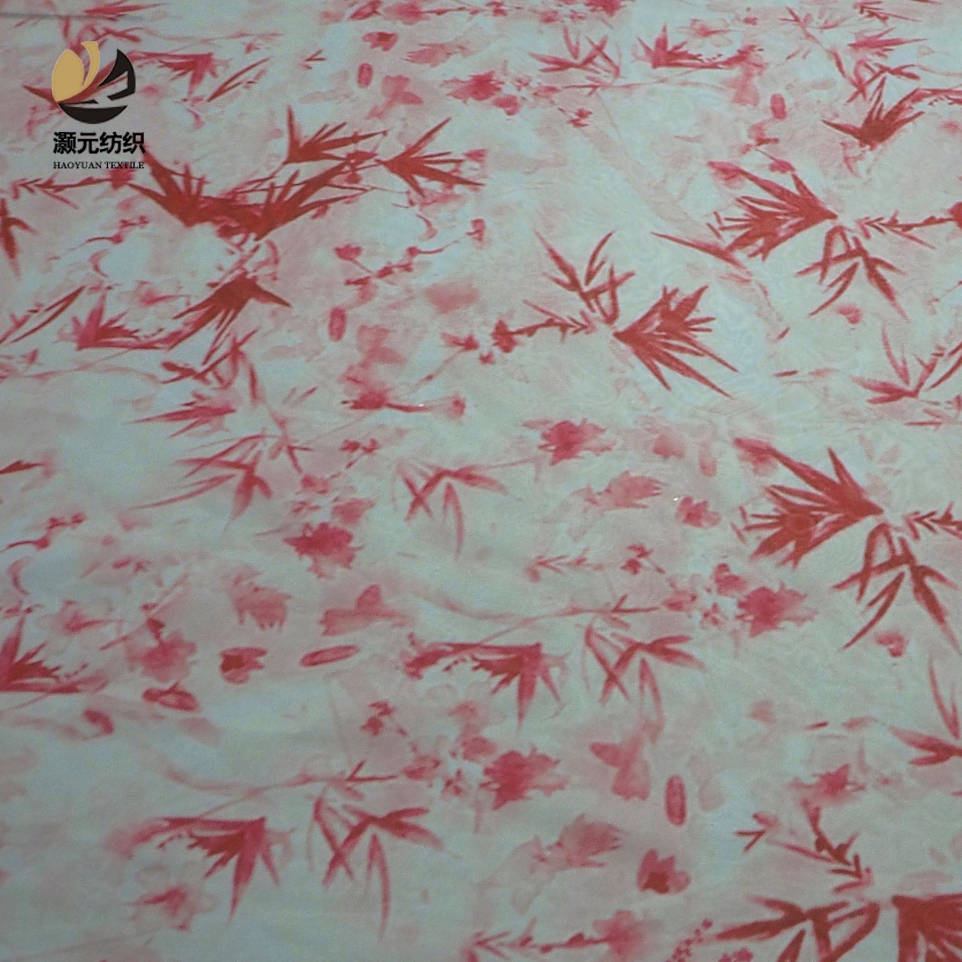 Fabricantes de venta de bajo precio 30D chiffon hoja de bambú impresión digital tela de moda retro nueva tela de estilo chino