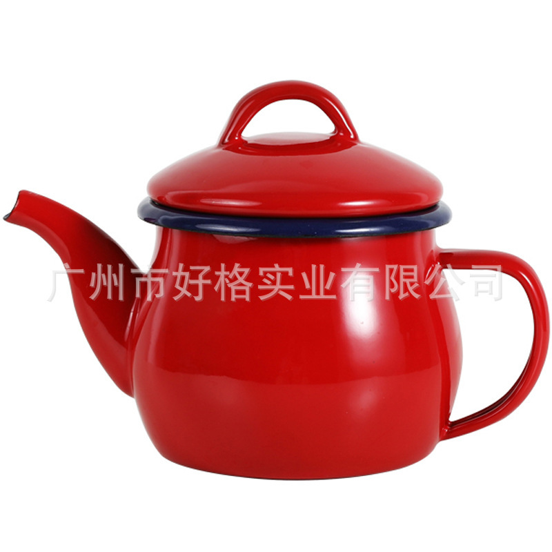 【New Product from Manufacturer】0.5L Enamel Coffee Pot for Export, Thickened Enamel Hand-Brewed Tea Pot, Can Be Printed with Logo