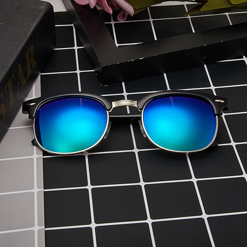 3016 Polarized Sunglasses Half-frame Rice Nail Polarized Mirrors Retro Photochromic Mirrors Men's and Women's Polarized Sunglasses