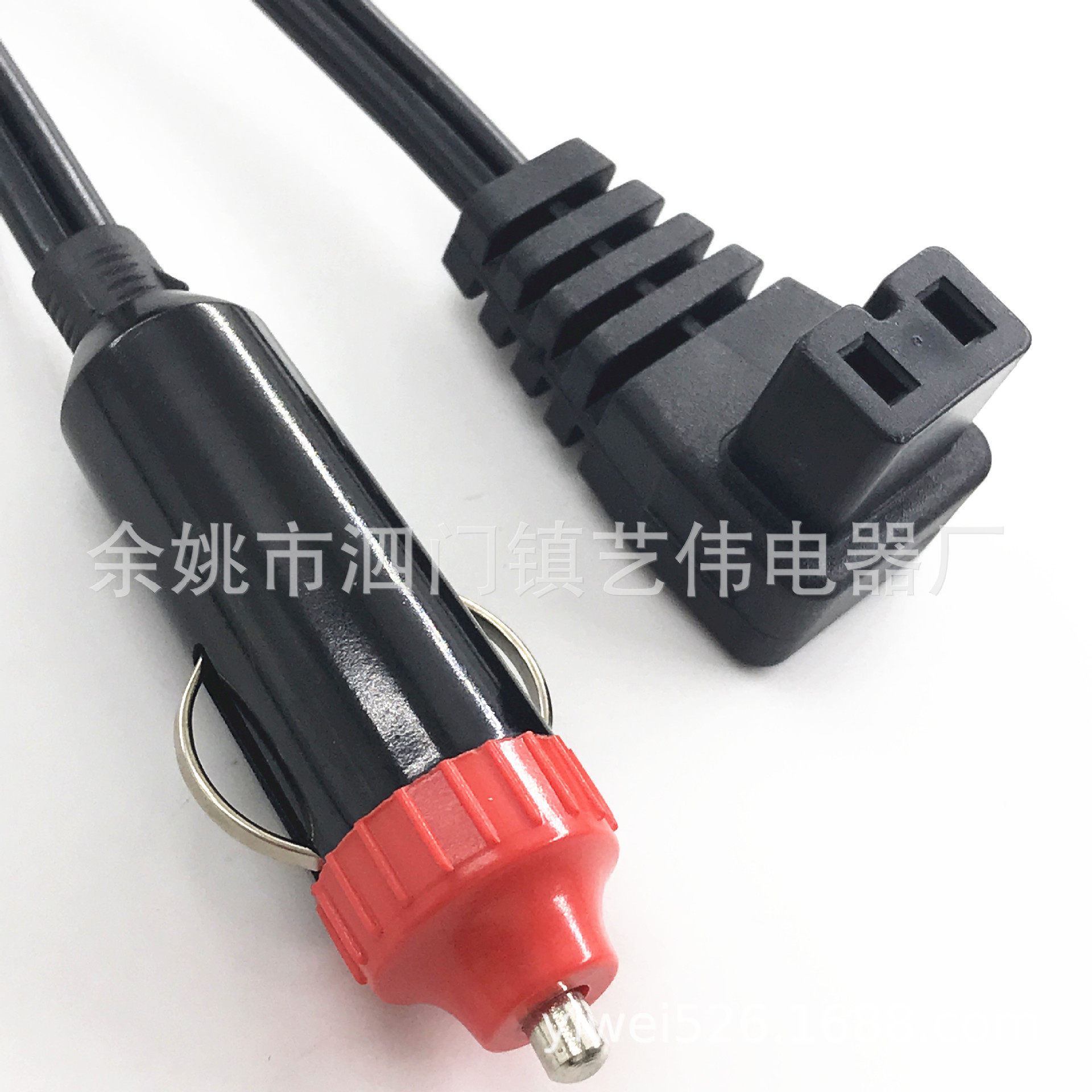 车载点烟器插头带延长线汽车充气泵车载冰箱插头红头点烟器