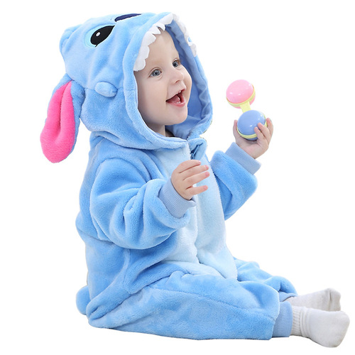 MICHLEY cross-border baby spring and autumn clothes infant and toddler jumpsuits flannel animal-shaped romper jumpsuits