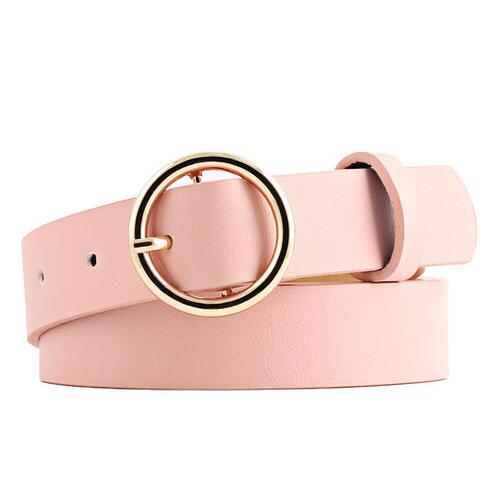 Round Faux Leather Belt Women's Personality PU Leather Belt Casual Round Buckle Waistband Pin Buckle Belt