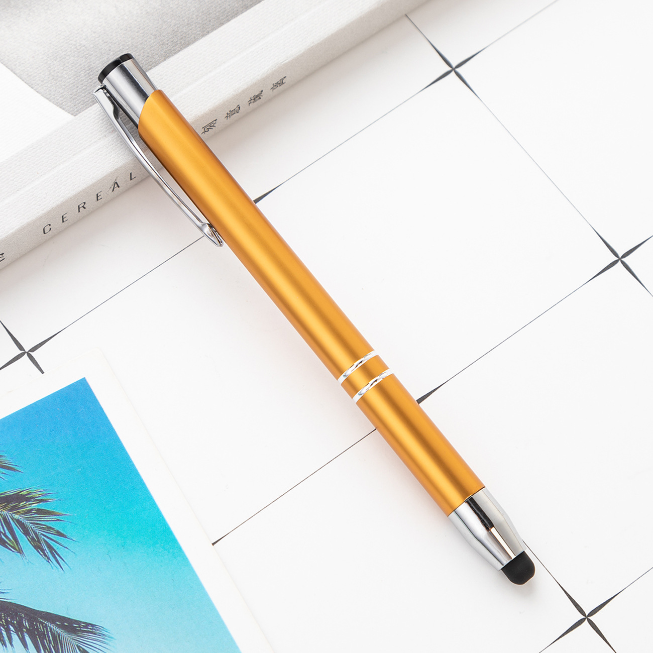 Nueva pantalla táctil Multi-color metal bolígrafo varilla de aluminio pluma táctil pluma publicidad pluma Impresión logotipo fuente de fábrica