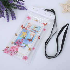 厂家批发PVC透明气囊手机防水袋游泳气囊触屏彩印卡通TPU防水袋
