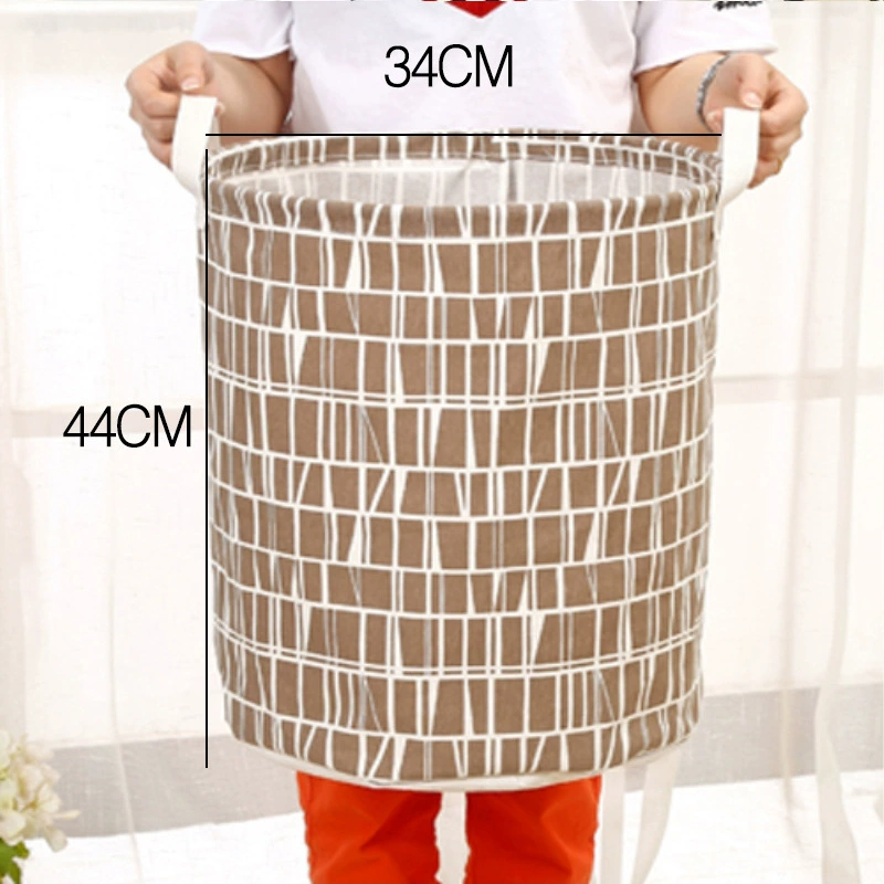 Laundry Basket, Cotton & Linen Foldable Waterproof Bin, Modern 35×43 cm, Patterned Storage