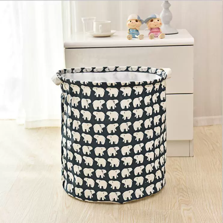 Laundry Basket, Cotton & Linen Foldable Waterproof Bin, Modern 35×43 cm, Patterned Storage