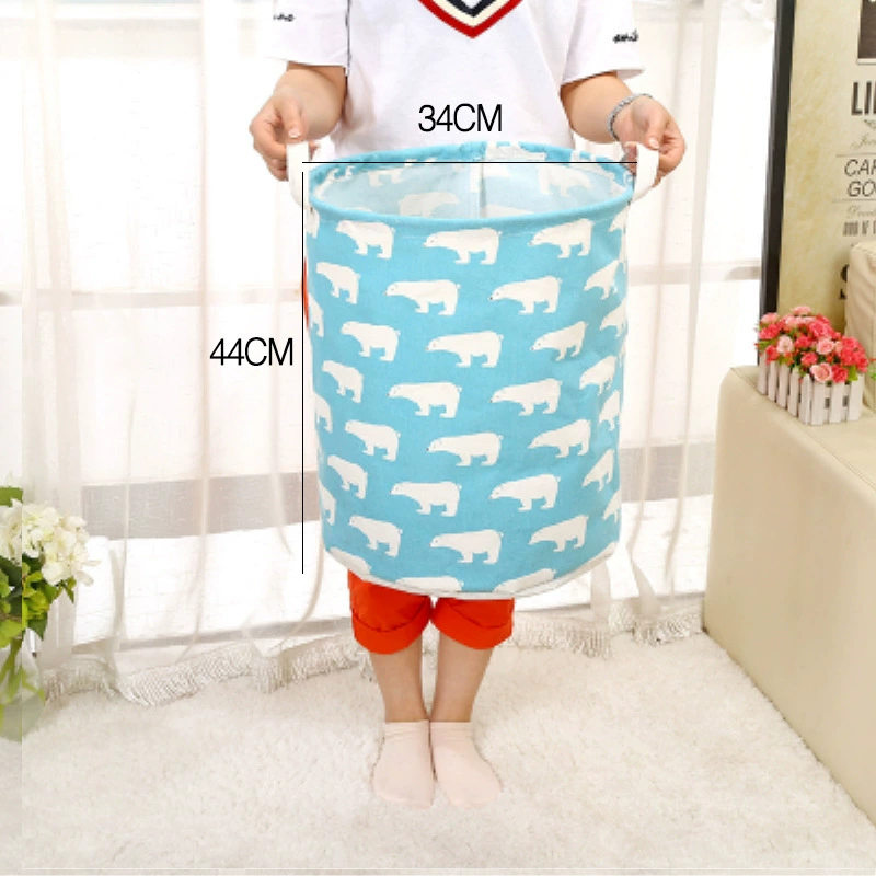 Laundry Basket, Cotton & Linen Foldable Waterproof Bin, Modern 35×43 cm, Patterned Storage