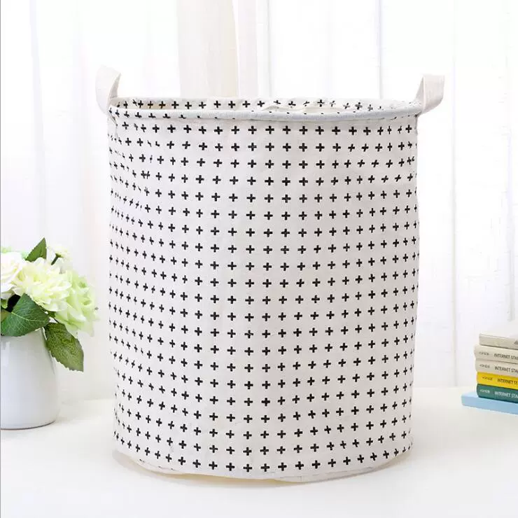 Laundry Basket, Cotton & Linen Foldable Waterproof Bin, Modern 35×43 cm, Patterned Storage