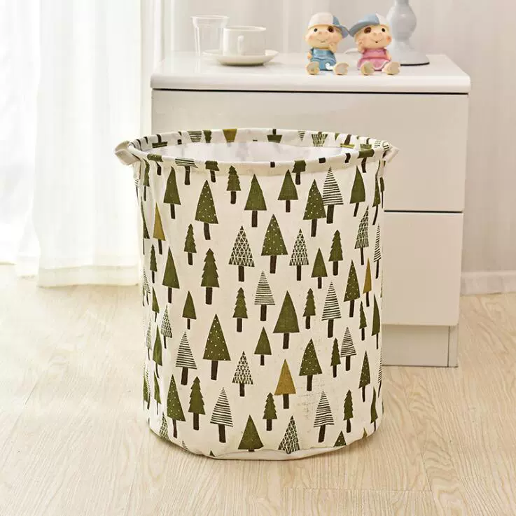 Laundry Basket, Cotton & Linen Foldable Waterproof Bin, Modern 35×43 cm, Patterned Storage
