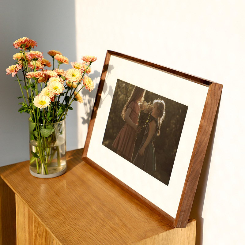 Picture frame mounted American mortise and tenon photo frame wall decoration A3 4K Custom-made any size black walnut solid wood