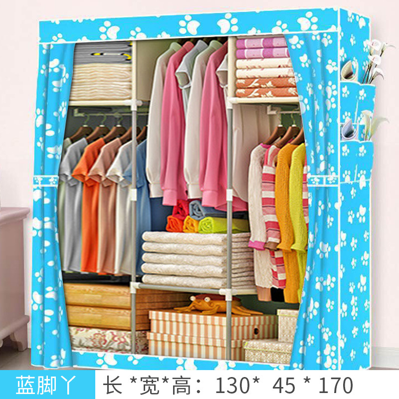 Armario simple no tejido plegable armario de tela gran combinación de metal 130 armario simple montaje armario fábrica