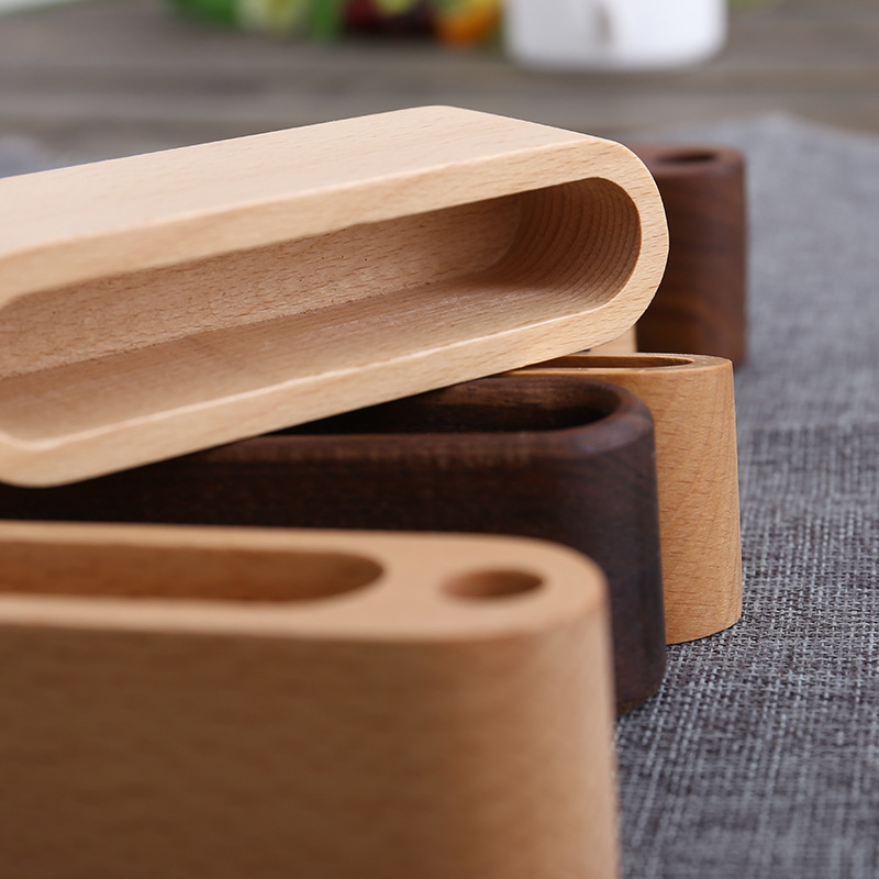 Caja de tarjetas de visita de madera creativa Caja de notas de madera maciza Carpeta de tarjetas de visita Escritorio de oficina simple Decoración de madera Base de tarjetas de visita