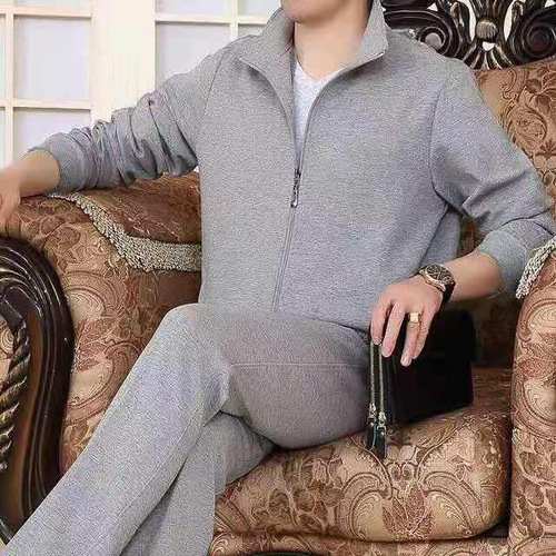 Middle-aged and elderly sports suits men's plus size dad clothes spring and autumn middle-aged casual sweatshirts and sportswear two-piece set