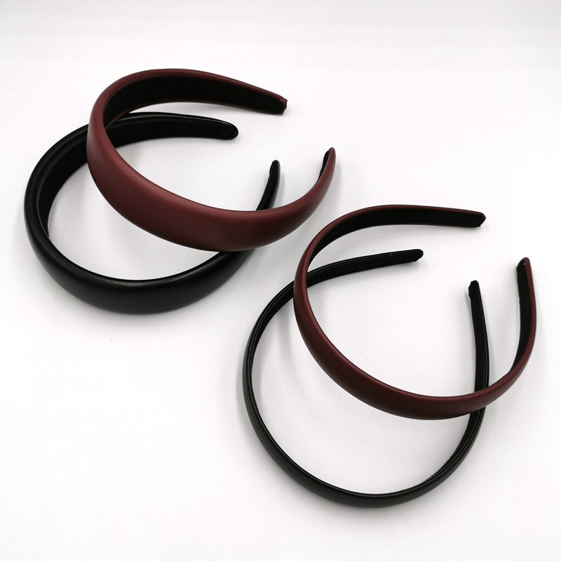 5 Color Pu Leather Hair Band Imitation Lambskin Flat Hair Band Leather Hair Buckle Small Fragrant Head Band Big Brand Retro Sheepskin Head Buckle