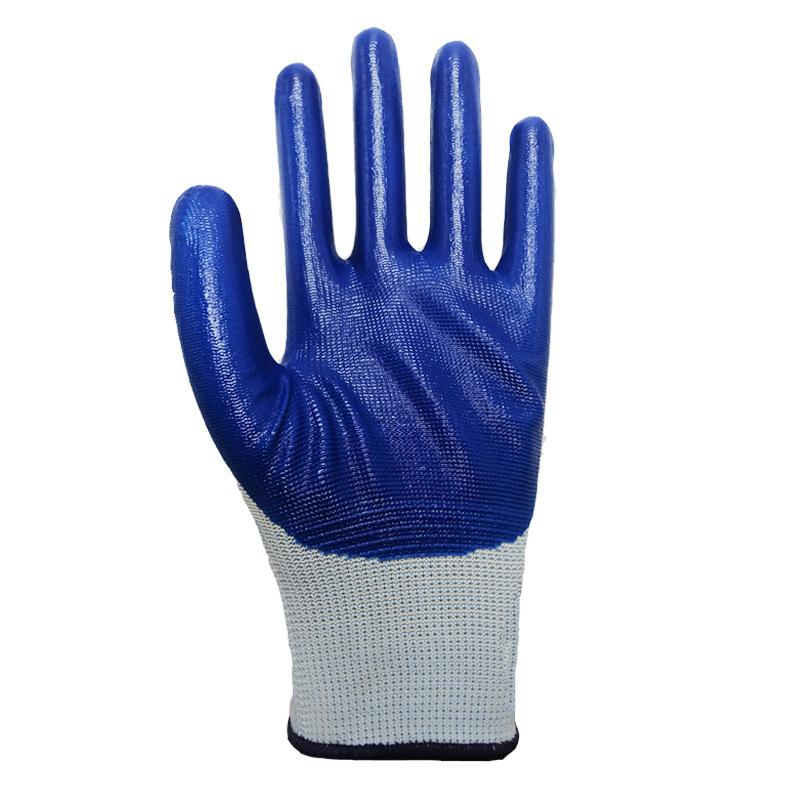 N518 nylon Dingbailan Laojian gloves 13 stitches Ding Qing hanging gloves left and right hands Ding Qing soaked glue gloves 5