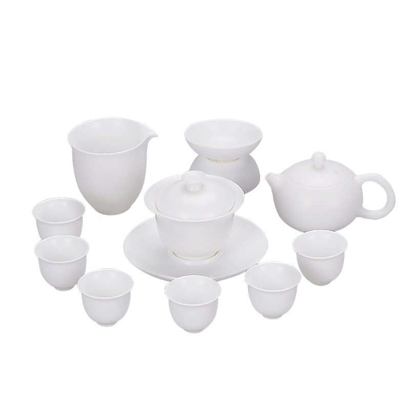 Winjiang hecho a mano Dehua ovejas grasa Jade blanco porcelana Kung Fu juego de té grande Tazón de cubierta Xishi hogar taza de té de cerámica traje de personalización