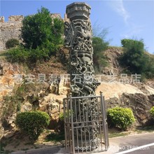 青石浮雕盘龙柱 广场景区寺庙大型石柱子 祠堂摆放石雕双龙柱子