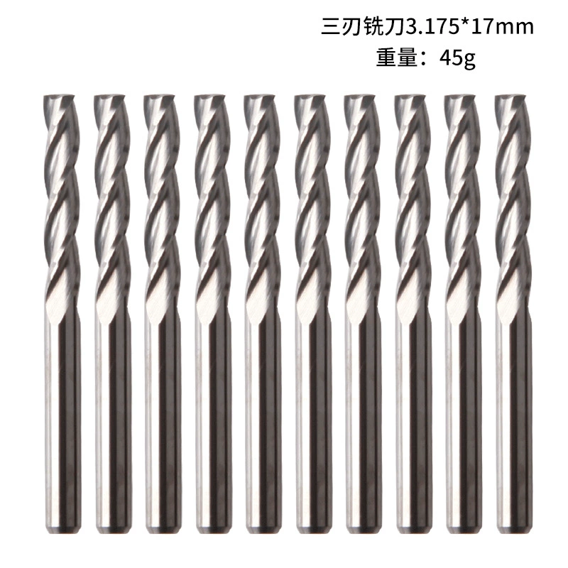 Трехлопастной фреза 3175 × 17 Фреза из 10 предметов, акриловый гравировальный станок без заусенцев, костюм фрезы