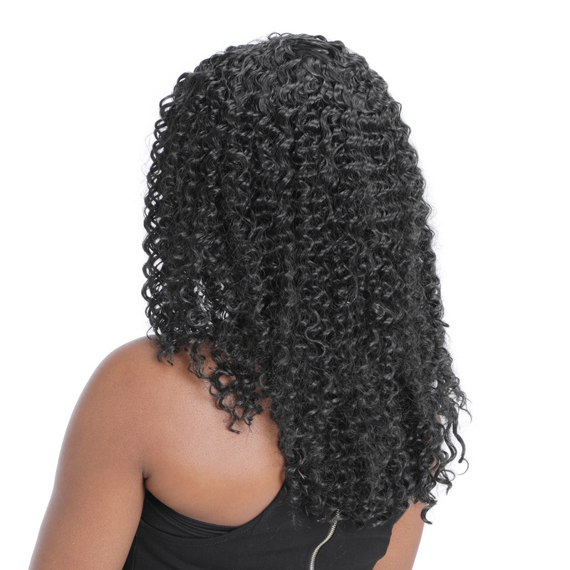 Extensões de cabelo Perucas crespas pequenas e cacheadas, perucas femininas pequenas e cacheadas com divisão no meio_voghion.com