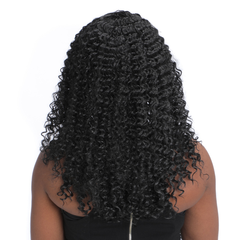 Extensões de cabelo Perucas crespas pequenas e cacheadas, perucas femininas pequenas e cacheadas com divisão no meio_voghion.com