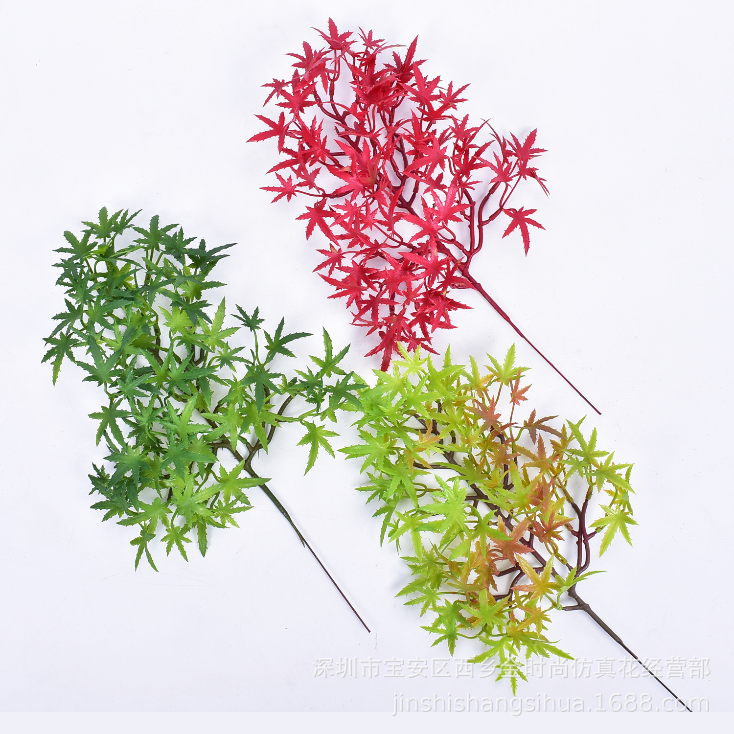 厂家批发仿真枫叶 五角叶 红枫根雕盆栽枫枝 植物景观工程枫叶树